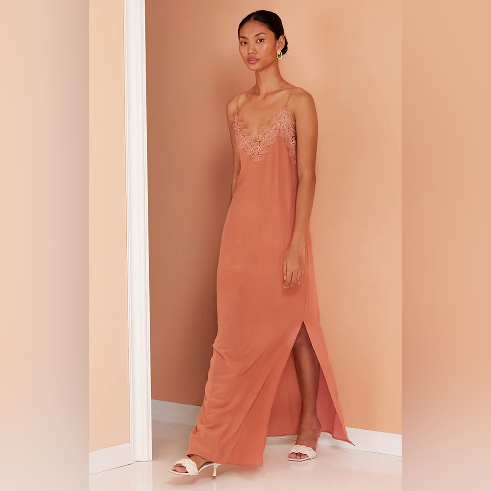 Magali pascal luxury Loretta Slip Dress Sienna- Medium